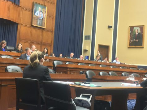Congressman Markwane Mullin (R-Ok), second from right, listens to testimony with other members of Congress on the House Committee on Energy and Commerce. Some representatives had large concerns regarding the time a vaccine needs to develop and effectiveness of flu shots.
Gaylord News/Sarah Beth Guevara