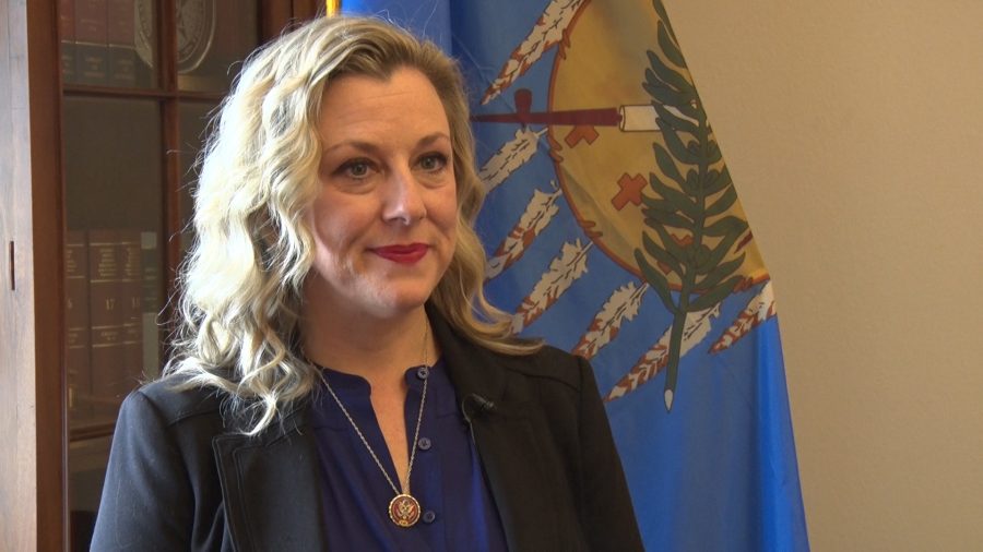 Oklahoma Rep. Kendra Horn in her Capitol Hill office.
