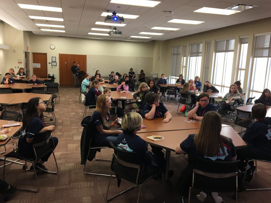 Participants listen to guest speaker in a classroom at the ExxonMobil Lawerence G. Rawl Engineering Facility.