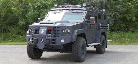 The Lenco BearCat (Ballistic Engineered Armored Response Counter Attack Truck) G3 is designed specifically for law enforcement purposes and is not weaponized, though it is equipped with gunports large enough to fit 40mm gas canisters or small arms. Priced from $200,000 to $275,000, the 20-foot vehicle has seats for up to 12 officers or evacuees and running boards where additional personnel can be accommodated. Photo courtesy of Lenco.