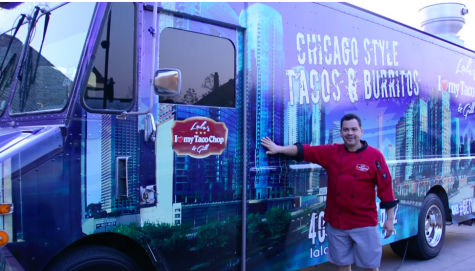 Lalo Hernandez standing outside of his own business, Lalo’s I Love my Taco Chop and Grill. By Leah Whiticker
