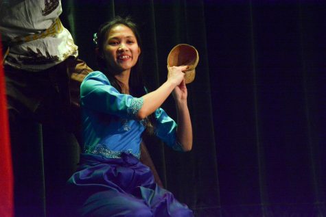 Sou Hongchith, a sophomore from Laos, participates in a traditional dance at OU's first ever ASEAN Night.