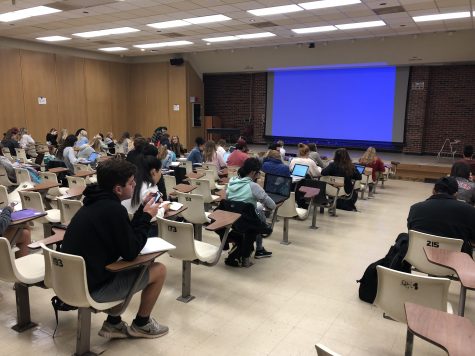 Students using laptops and other devices at Dale Hall Classroom Building, which is one of the highest traffic areas on campus for Wi-Fi but has connection issues due to the building being dated, said Nicholas Key, Executive Director of Design, Data and Development for OU Information Technology.
