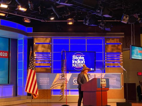 President of the National Congress of American Indians, Fawn Sharp, delivered the State of Indian Nations address on Monday and focused on tribal sovereignty, economic opportunity, government to government relations and the environment.