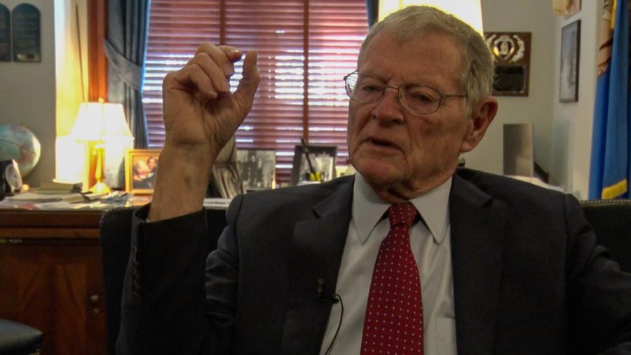 Sen. Jim Inhofe talks Tuesday about fraud in the 2020 presidential election. (PHOTO: Bennett Brinkman/Gaylord News)
