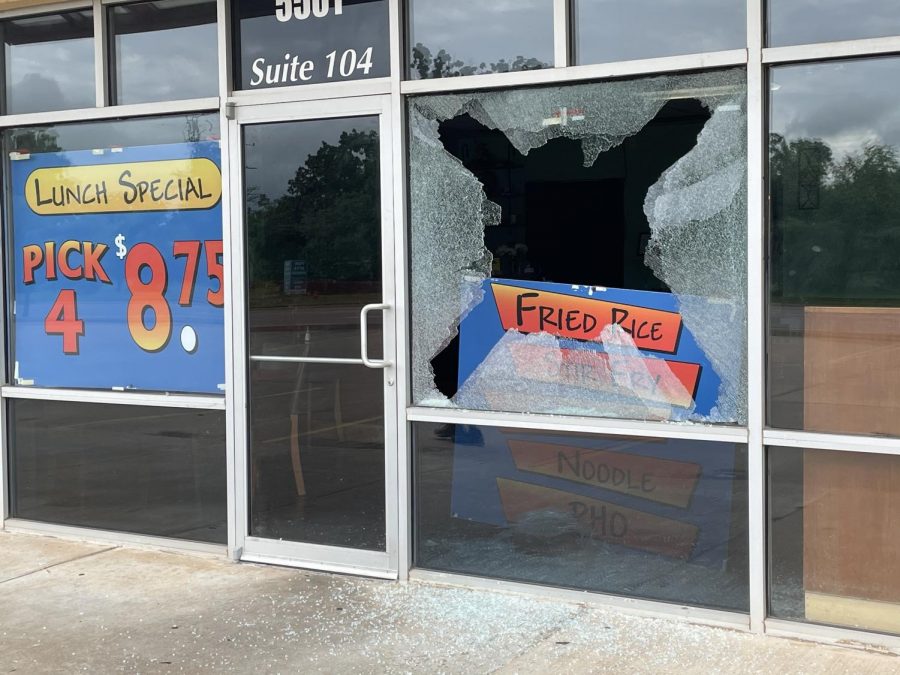 Windows at Tasty Thai in Del City were shattered in May. The restaurant was the target of burglary and vandalism four times during April and May. (Provided/Lyn Detphong)
