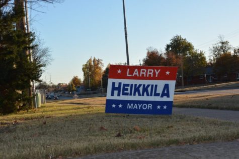 Larry Heikkila campaign sign in a Norman residents front lawn. Photo by: Emily Wilkerson