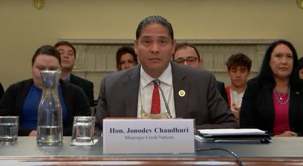 Ambassador Jonodev Chaudhuri provides his testimony during the hearing. Gaylord News Photo/Beck Connelley.
