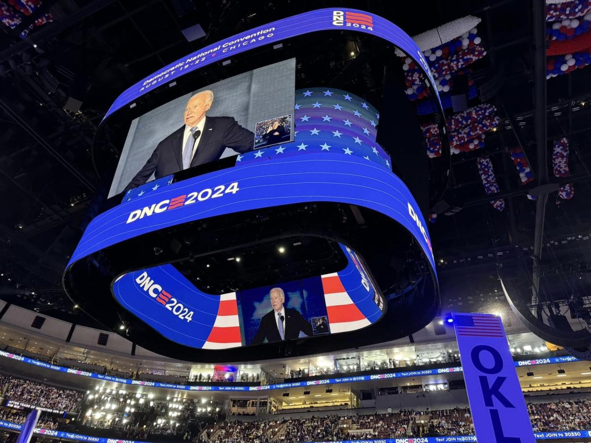 President Joe Biden speaks at the 2024 Democratic National Convention in Chicago on Monday, August 19, 2024.  Photo provided by Jeff Berrong