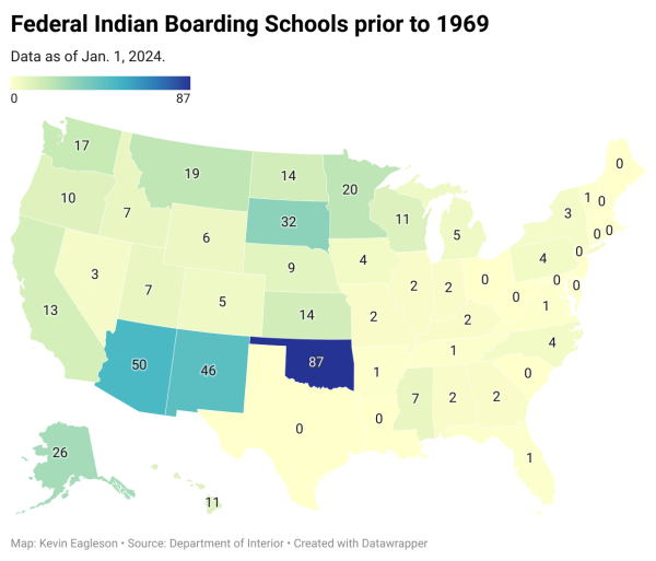 According to research by the Department of Interior’s Federal Indian Boarding School Initiative, before 1969, there were 451 Federal  Indian Boarding Schools, 87 of which were in Oklahoma. //Kevin Eagleson Gaylord News