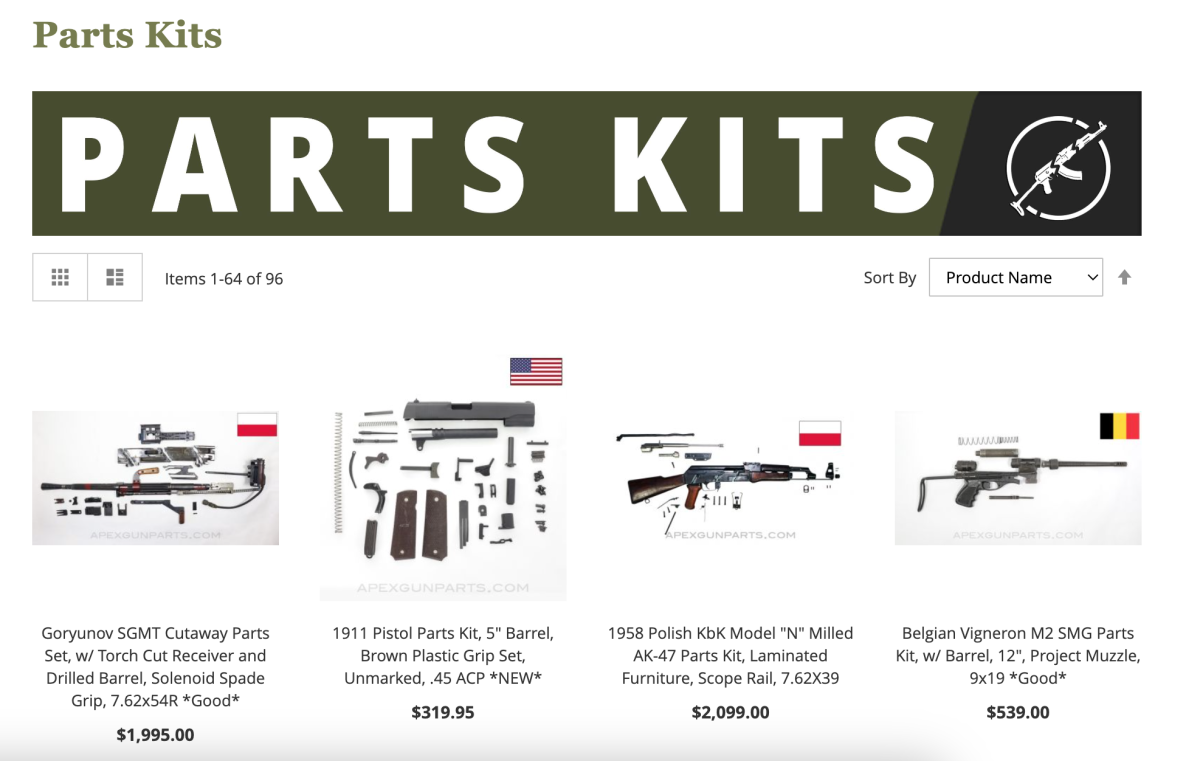 Weapon parts kits, such as those sold by Apex Gun Parts, can be used to assemble what are called “ghost guns.” Since 2016, there has been a rise in the number of ghost guns recovered by law enforcement around the nation. Ghost guns can be difficult to track due to a lack of registration and serial numbers. /Kevin Eagleson Gaylord News