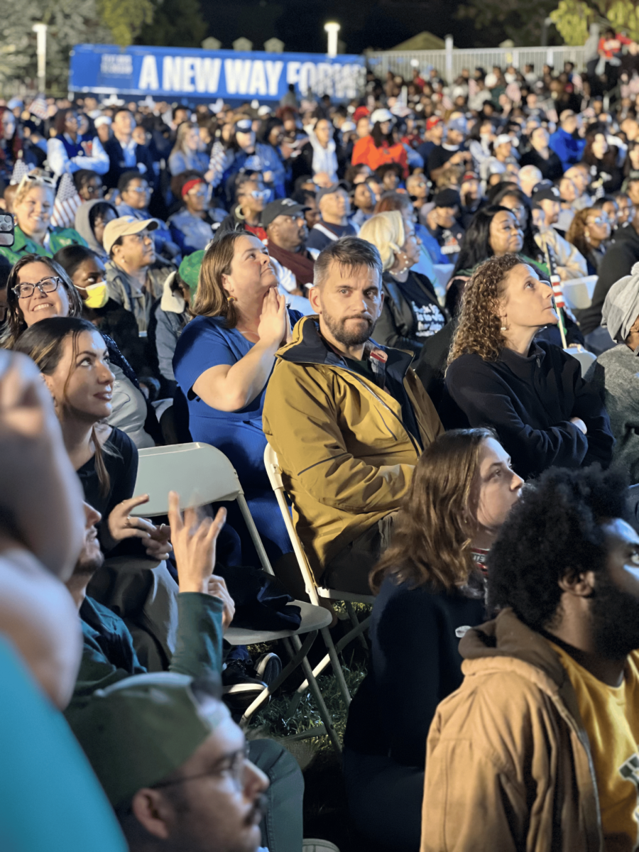 Kamala Harris supporters watch results roll in with worrisome looks on their face at the Harris election night watch party at Howard University.