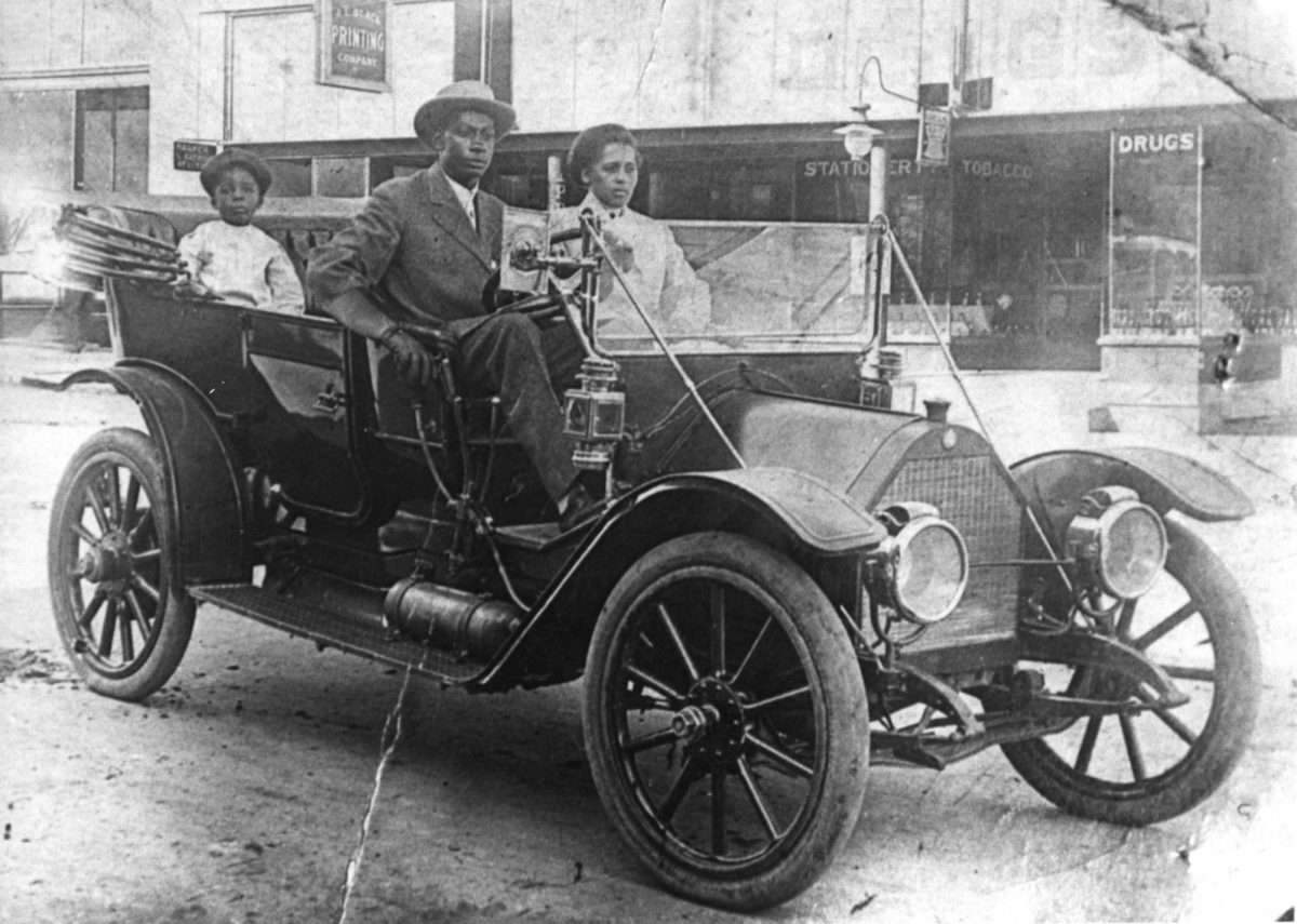 The Williams family was the first automobile owners in the Greenwood District. Loula Williams with her husband John and son William.  The Willams also owned an auto garage and ice cream store. Photo courtesy of Tulsa Historical Society. 