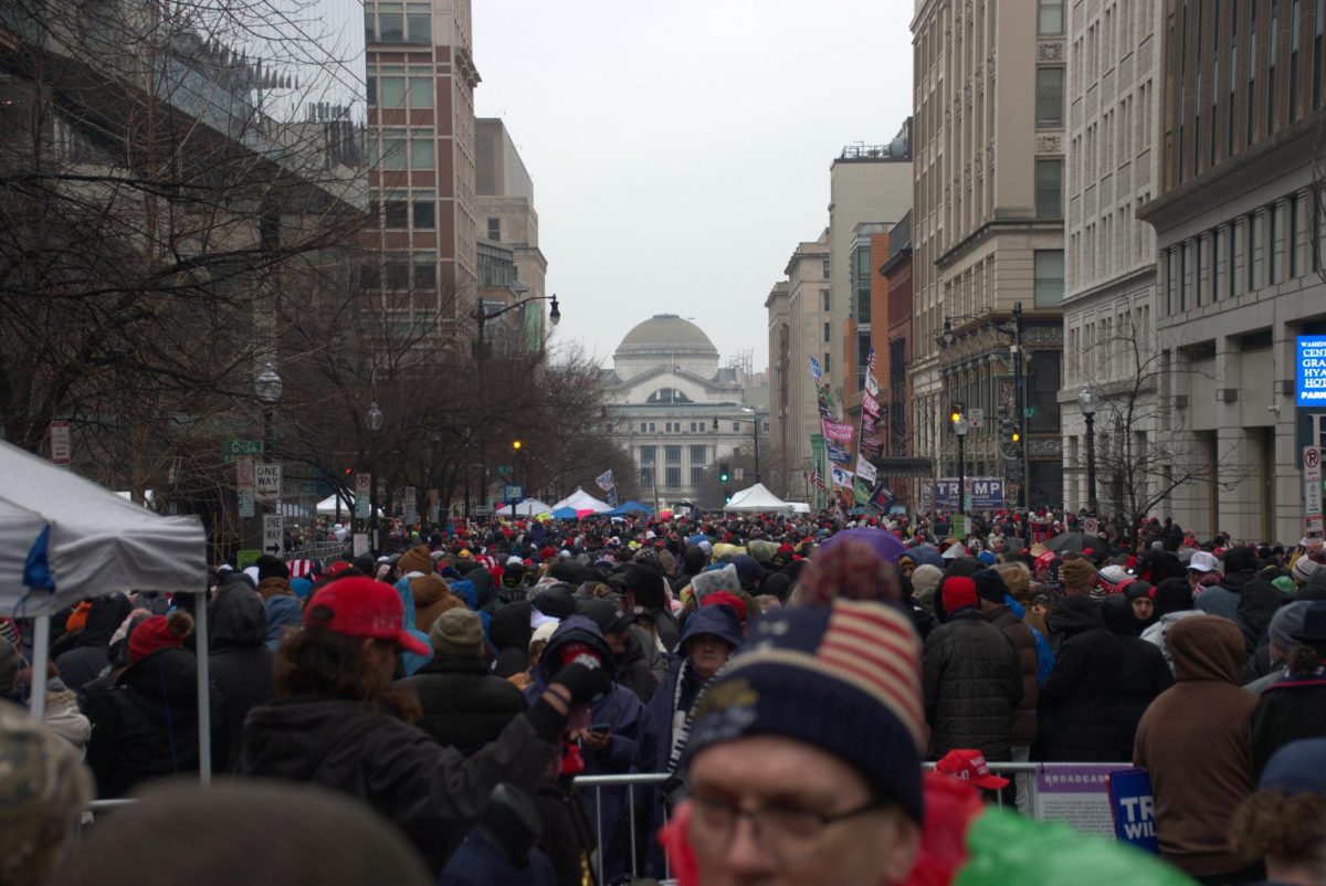 Donald Trump supporters lined the heart of DC this morning for the MAGA Victory Rally at Capitol One Arena. /Kevin Eagleson Gaylord News