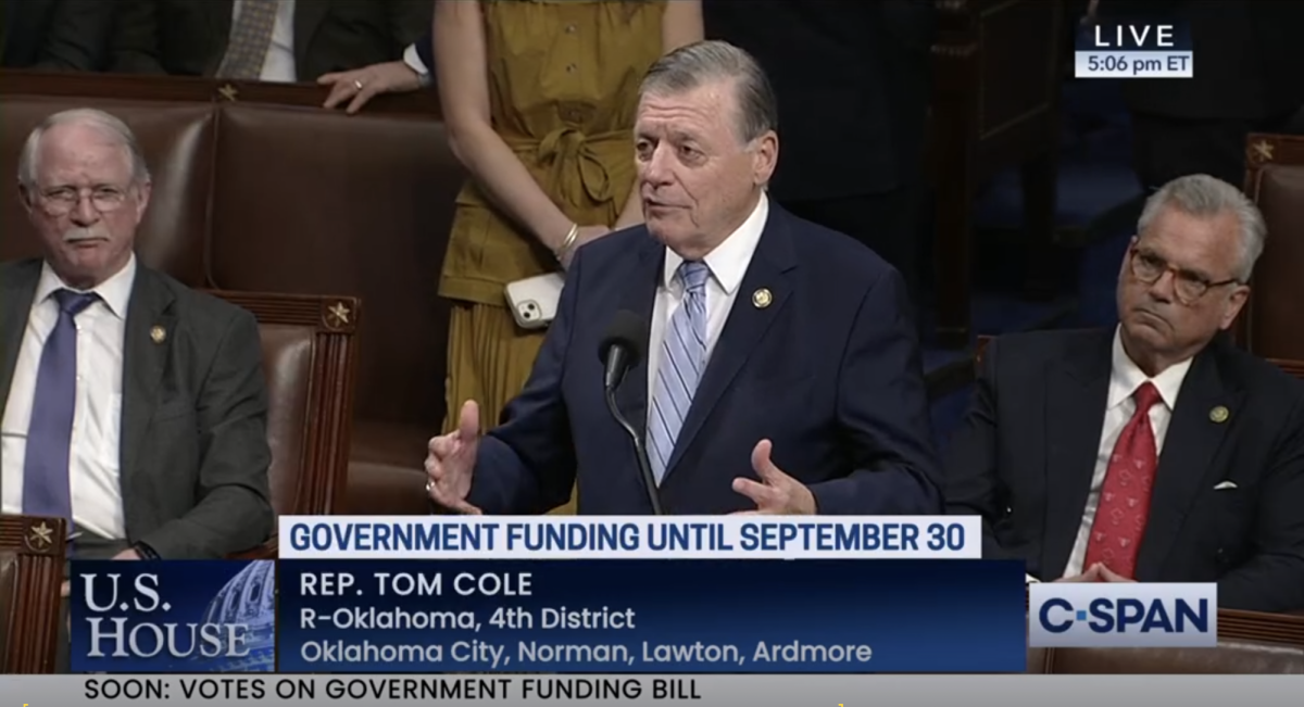 U.S. Rep. Tom Cole addresses the House of Representatives during debate on HR-1968. The bill allocates funding for the federal government until Sept. 30, 2025. Cole said on the floor, “It's pretty short, it's 99 pages. Read it.” 