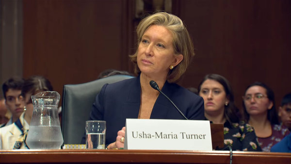 Usha-Maria Turner during her Senate nomination hearing for Assistant Administrator of the EPA’s Office of International and Tribal Affairs. Courtesy Senate Environment and Public Works Committee
