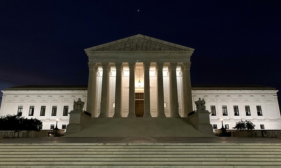 U.S. Supreme Court at night