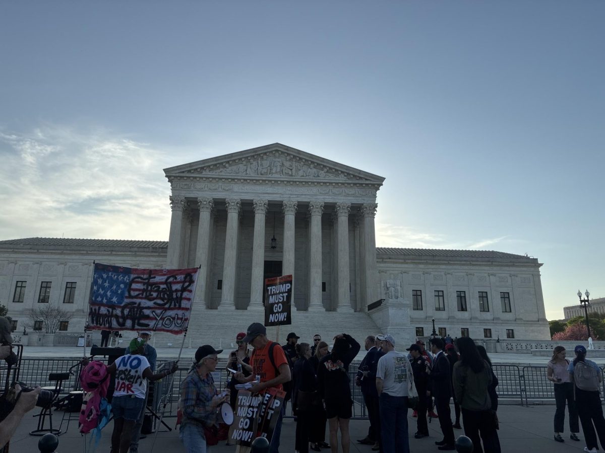 Protestors outside U.S. Supreme Court on April 1, 2026, the day that the doctricne of birthright citizenship was being argued.