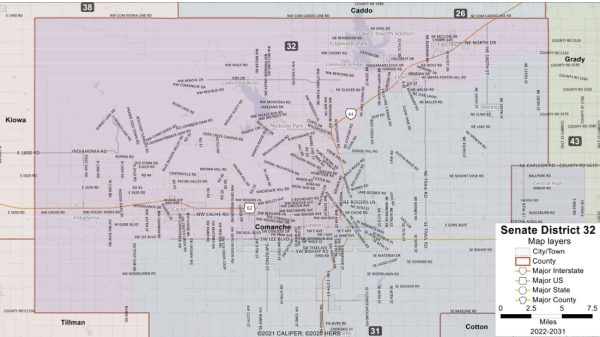 Map of Oklahoma Senate District 32.  From oksenate.gov 
